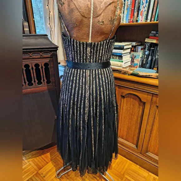Vintage Cache Black And Gold Cocktail Dress Size 12 - Picture 6 of 9
